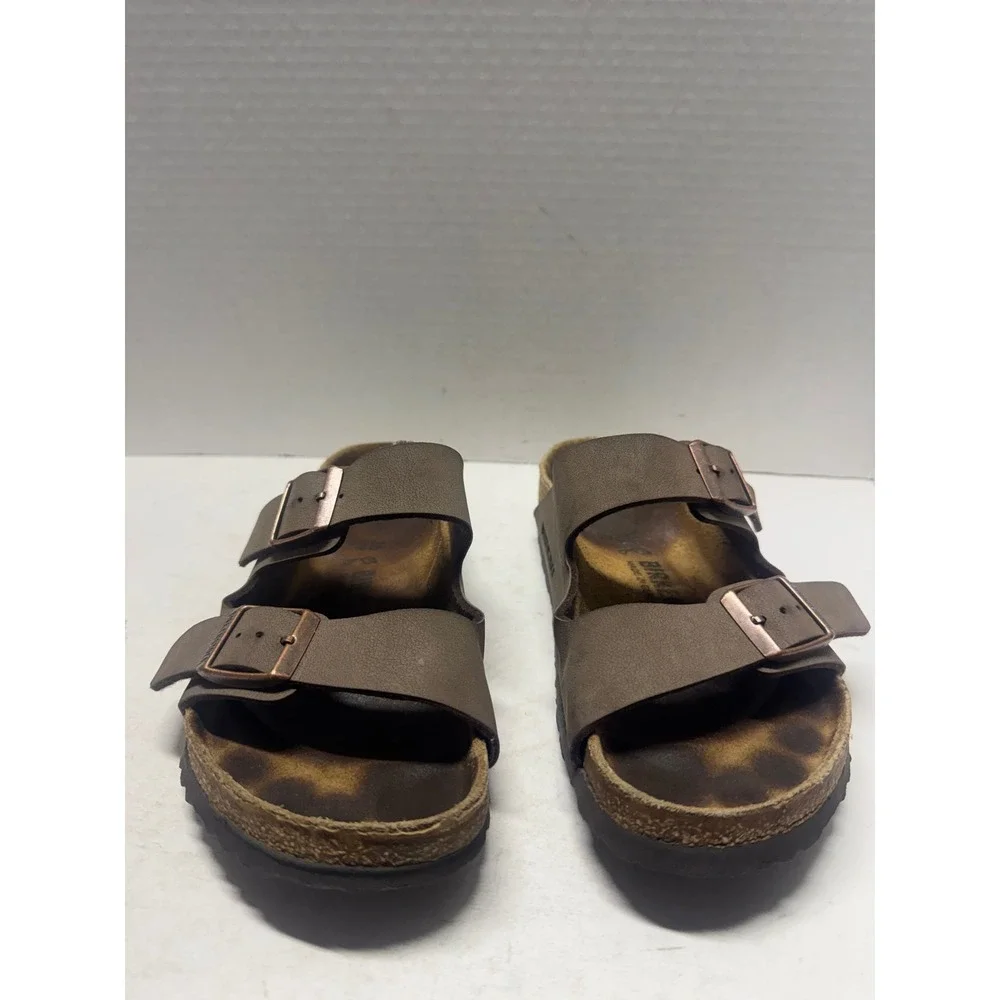 Birkenstock Arizona Mocha Birkibuc Two Strap Sandals Brown 38  W 7.5 M 5